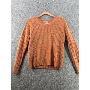 Pendleton Womens Cable Knit Sweater Merino Wool & Silk Blend  Size Medium Orange